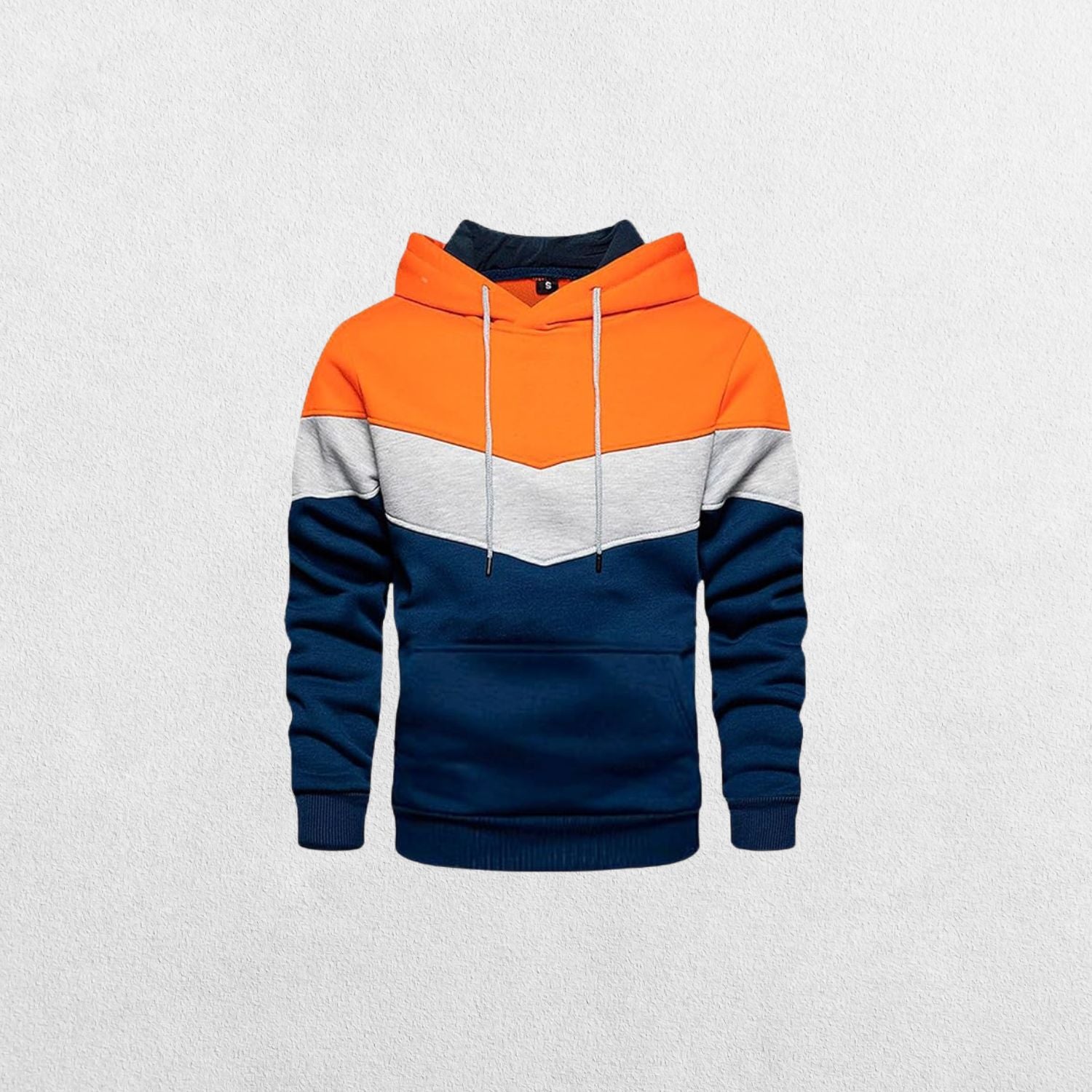 GPW Men's  Orange Performance Fleece Hoodie - Gym, Streetwear, and Winter Warmth in a studio Background