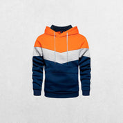 GPW Men's  Orange Performance Fleece Hoodie - Gym, Streetwear, and Winter Warmth in a studio Background
