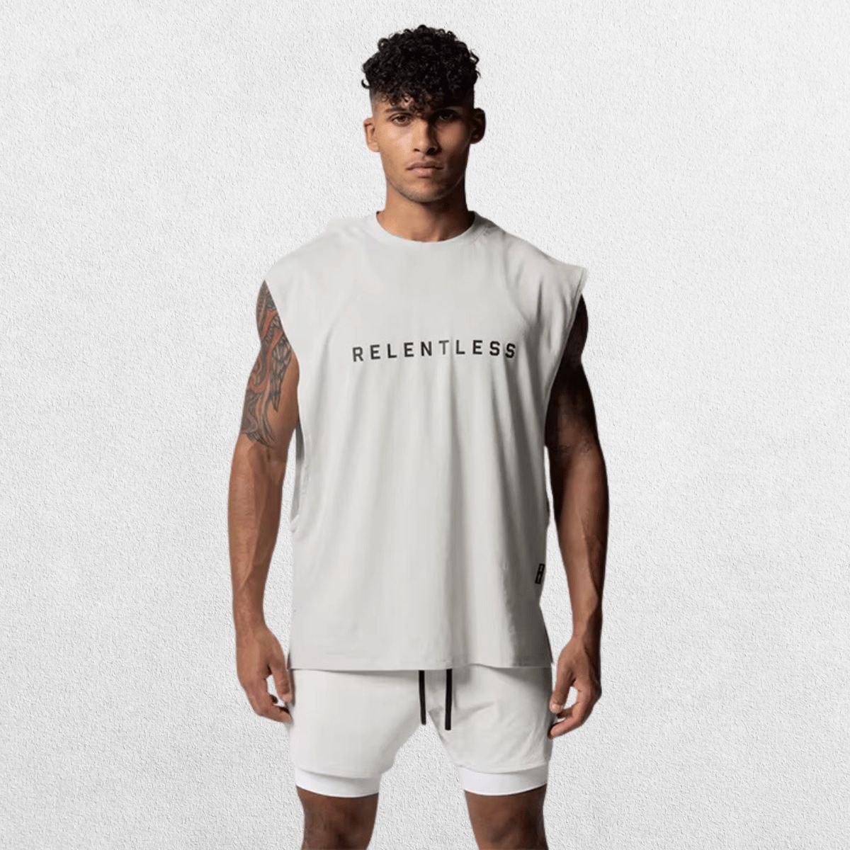 GPW Men's Performance Round Neck Sleeveless Shirt in white, showcasing a front view with a clean studio background