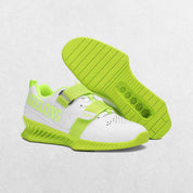 Close-up of Lime GPW Men’s Powerlifting Squat Shoes rubber sole for stability