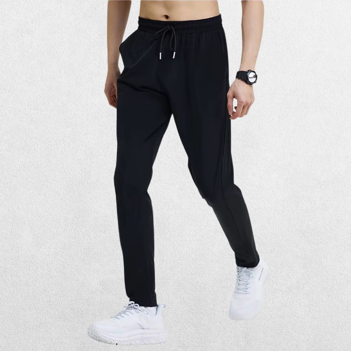GPW Men's Slim Fit Pencil Pants in black, front view displaying the classic jogger style and modern fit against a simple studio backdrop.