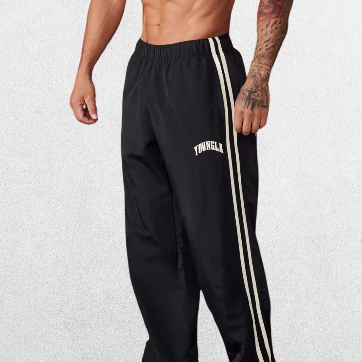 Black GPW Men’s Sports Pants with double stitching and bold design.