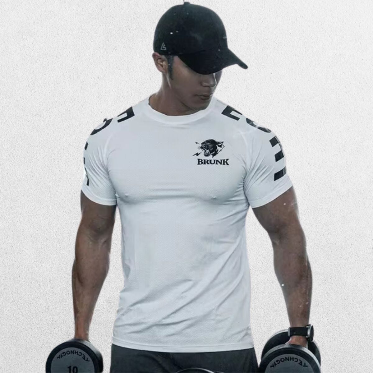 White GPW Men's Summer Quick-Dry Sports T-Shirt with breathable fabric.