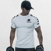 White GPW Men's Summer Quick-Dry Sports T-Shirt with breathable fabric.