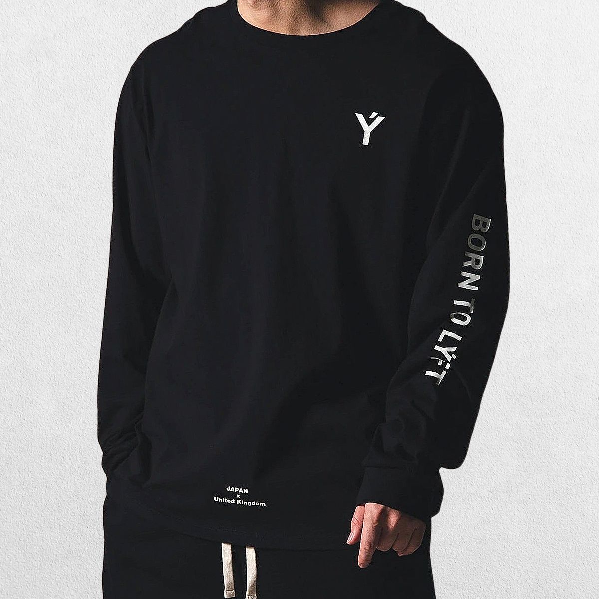 Black Lightweight fabric close-up of GPW Long-Sleeved Gym Shirt