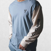 Sky Blue Lightweight fabric close-up of GPW Long-Sleeved Gym Shirt