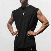 Front view of the GPW Summer Fitness Sports Tank Top in black, showcasing its breathable mesh and athletic fit.