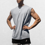 Front view of the GPW Summer Fitness Sports Tank Top in dim grey, showcasing its breathable mesh and athletic fit.