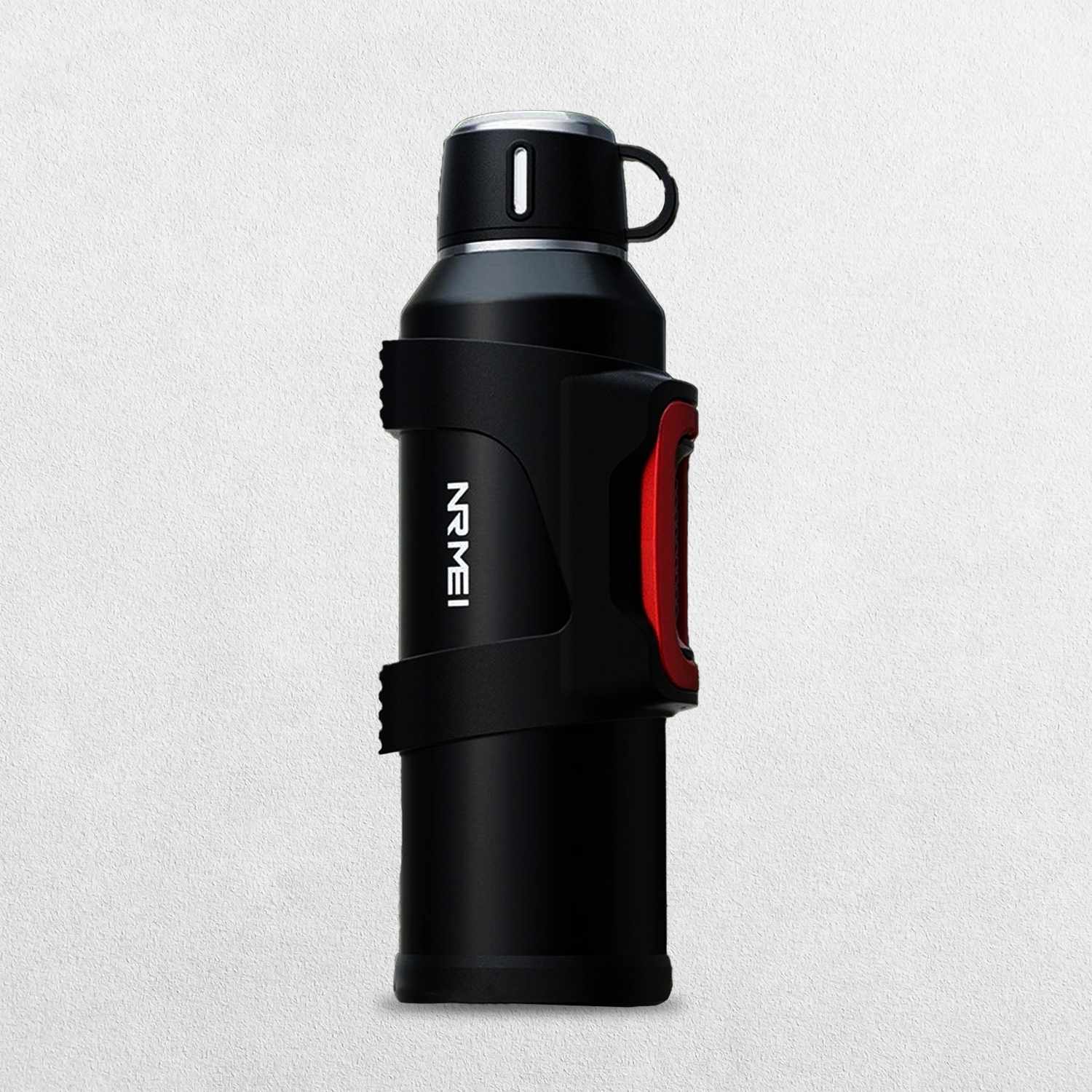 Durable Jet Black Insulated Sports Water Bottle with Handle for Gym and Outdoor Activities