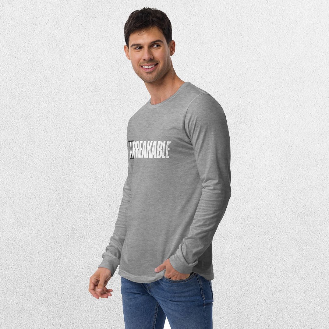 Model styling the GPW Athletic Heather Unbreakable Tee with casual pants.