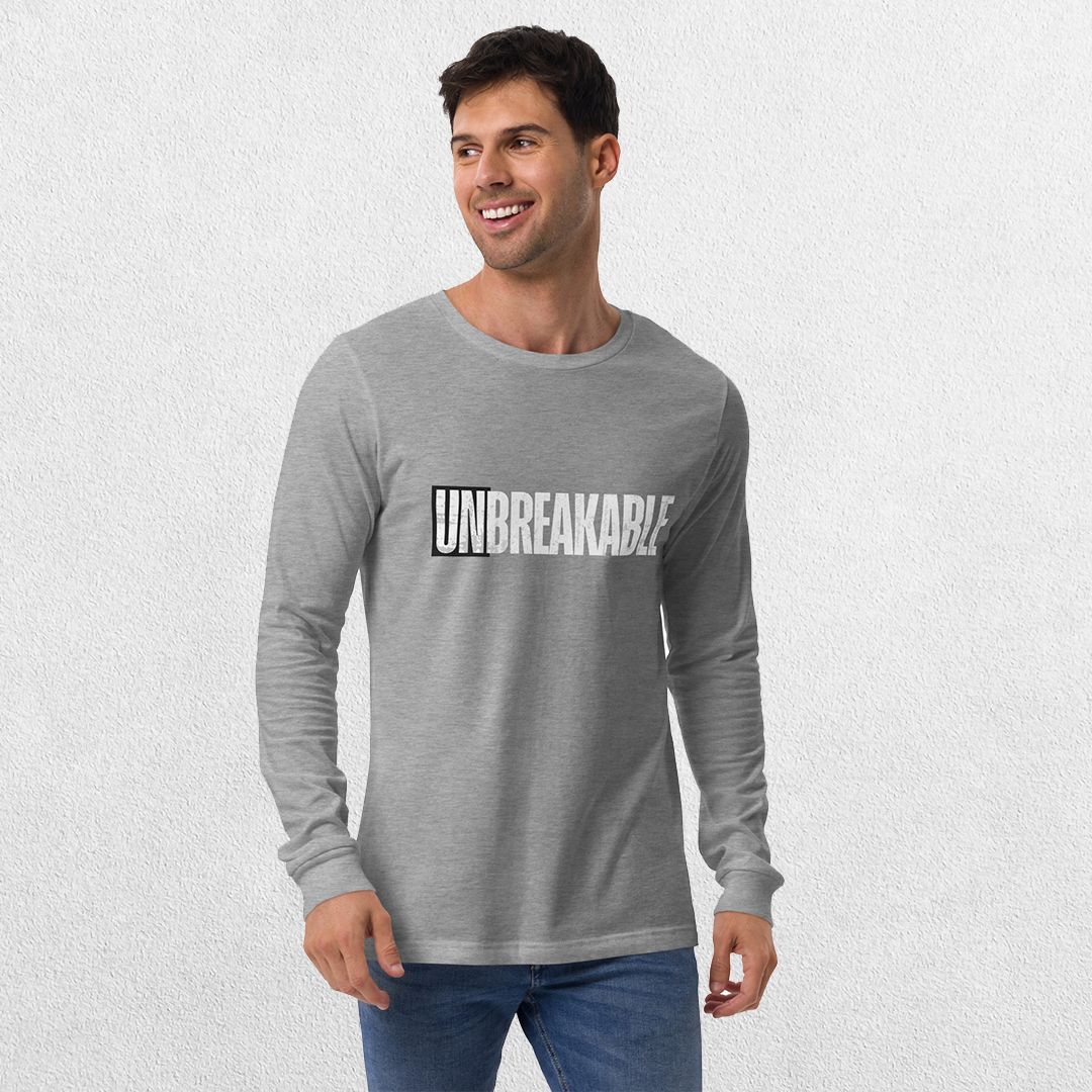 Model styling the GPW Athletic Heather Unbreakable Tee with casual pants.