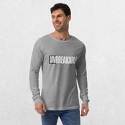 Model styling the GPW Athletic Heather Unbreakable Tee with casual pants.