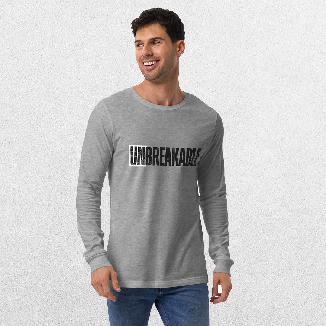 Model styling the GPW Athletic Heather Unbreakable Tee with casual pants.