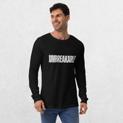 Model styling the GPW Black Unbreakable Tee with casual pants.