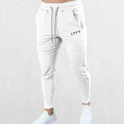 GPW men’s white breathable joggers with logo for versatile wear.