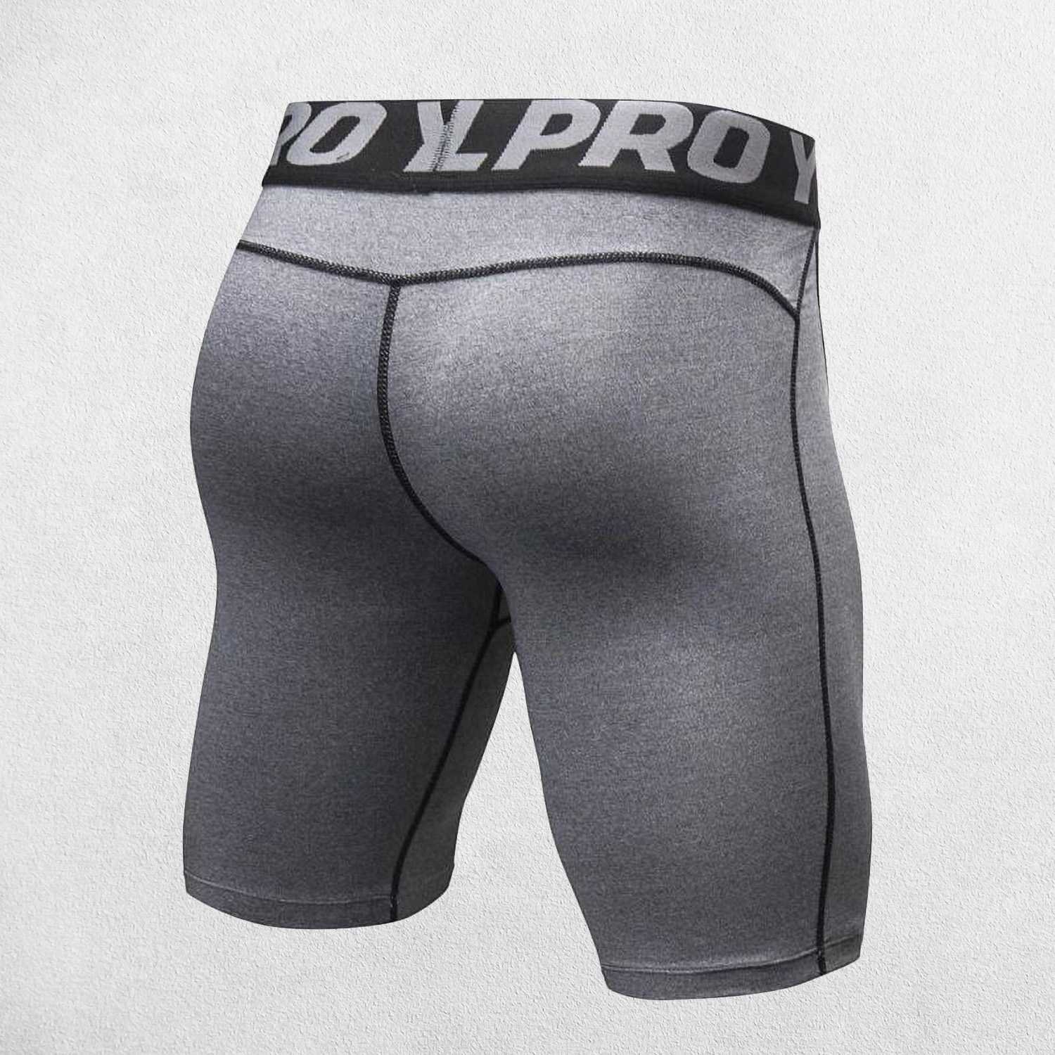 Back Close-up of Grey GPW compression tights showcasing breathable polyester fabric.