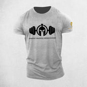 Close-up of the Grey Men’s 3D Spartan Quick-Dry T-Shirt featuring bold, ultra-vibrant print.