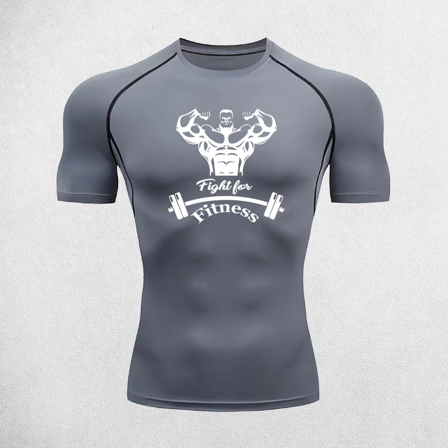 Grey Men’s compression t-shirt with quick-dry, breathable fabric for gym workouts