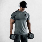 Grey Short-Sleeved Athletic Shirt for Workouts