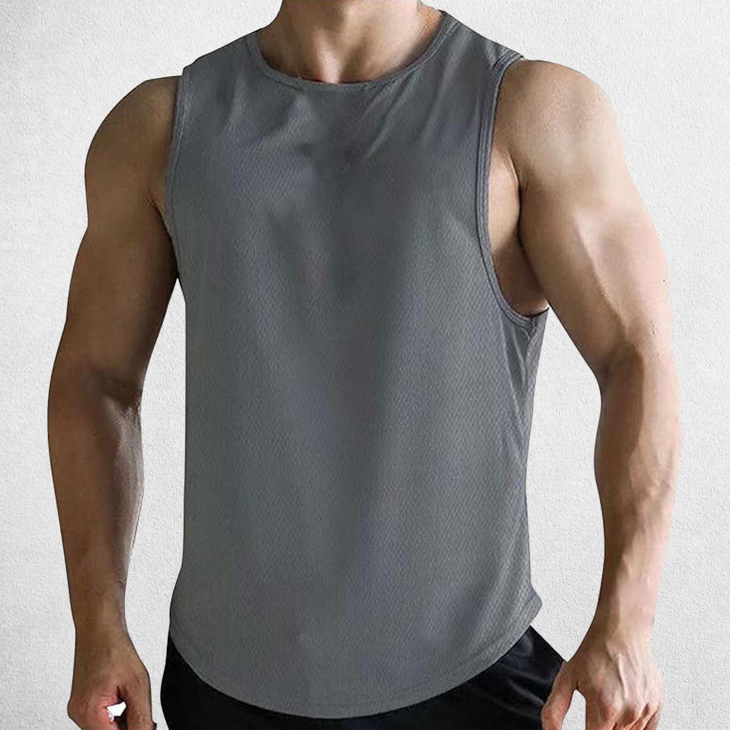 Close-up of Stretchy and Sweat-Wicking Fabric on PowerFit Tank Top