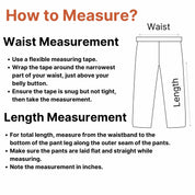Illustration showing how to measure waist and length for accurate sizing of Man Pants Summer Casual Trousers.