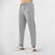 Side pose of model wearing Elastic waistband with adjustable drawstring for GPW athletic joggers.