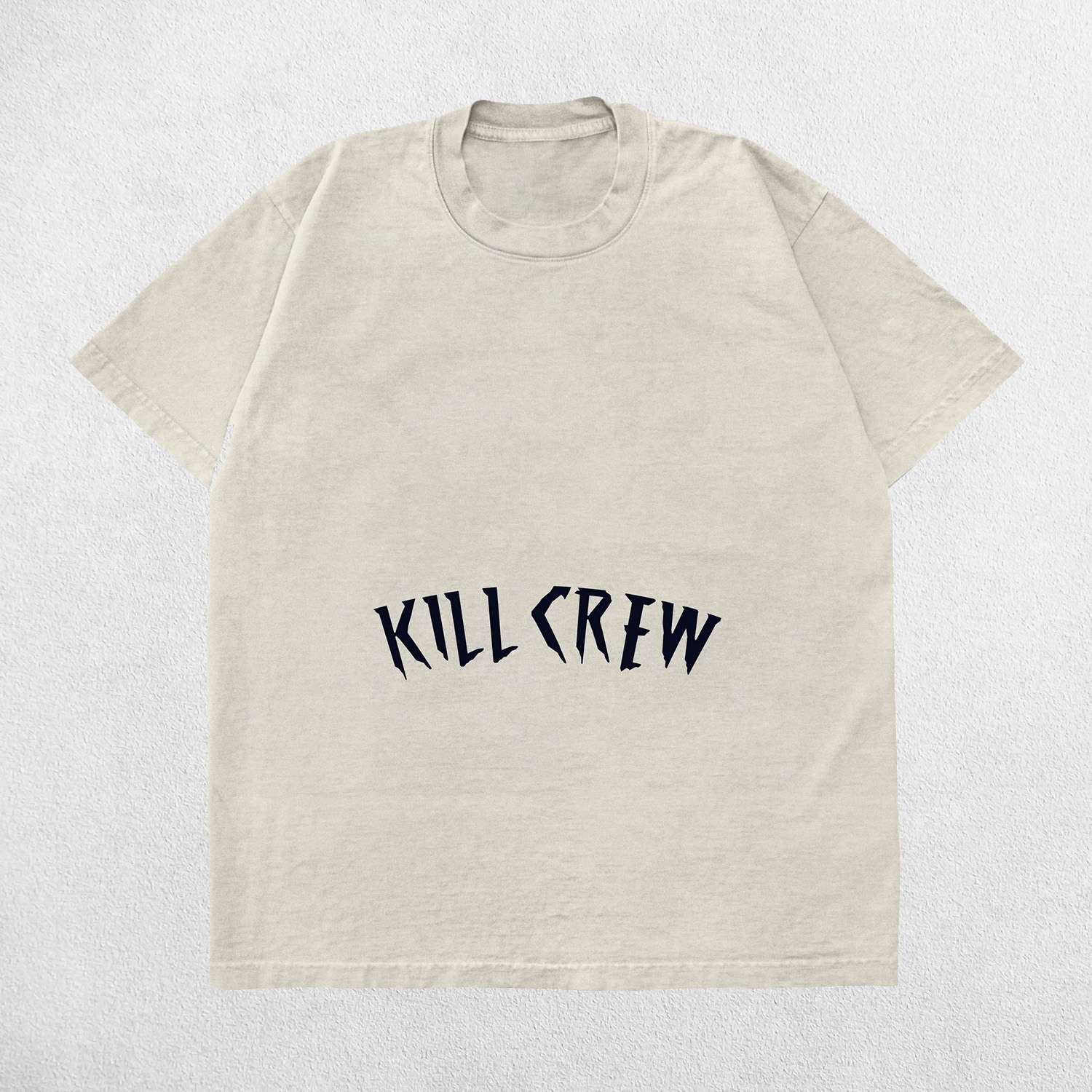 Light Grey Kill Crew oversized t-shirt styled for outdoor running or casual wear.