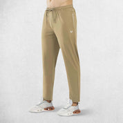 Model wearing GPW trouser with Close-up of breathable 4-way stretch fabric in GPW joggers.