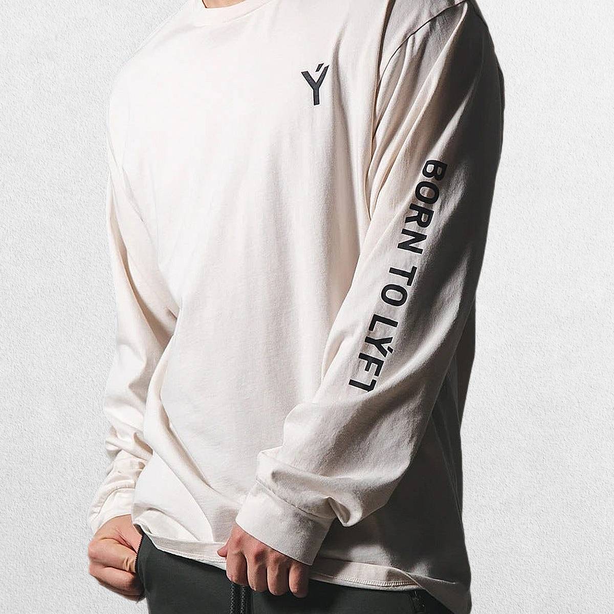 Smog Colored Lightweight fabric close-up of GPW Long-Sleeved Gym Shirt