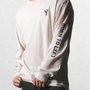 Smog Colored Lightweight fabric close-up of GPW Long-Sleeved Gym Shirt