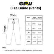 Detailed size chart for Man Pants Summer Casual Trousers, displaying waist, and length measurements for all available sizes.
