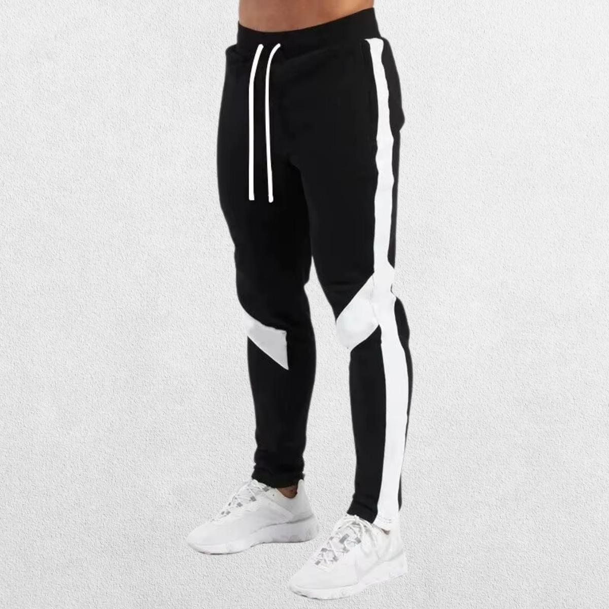 Men’s Casual Sports Jogger Sweatpants in black color, back view displaying durable stitching and stylish fit.