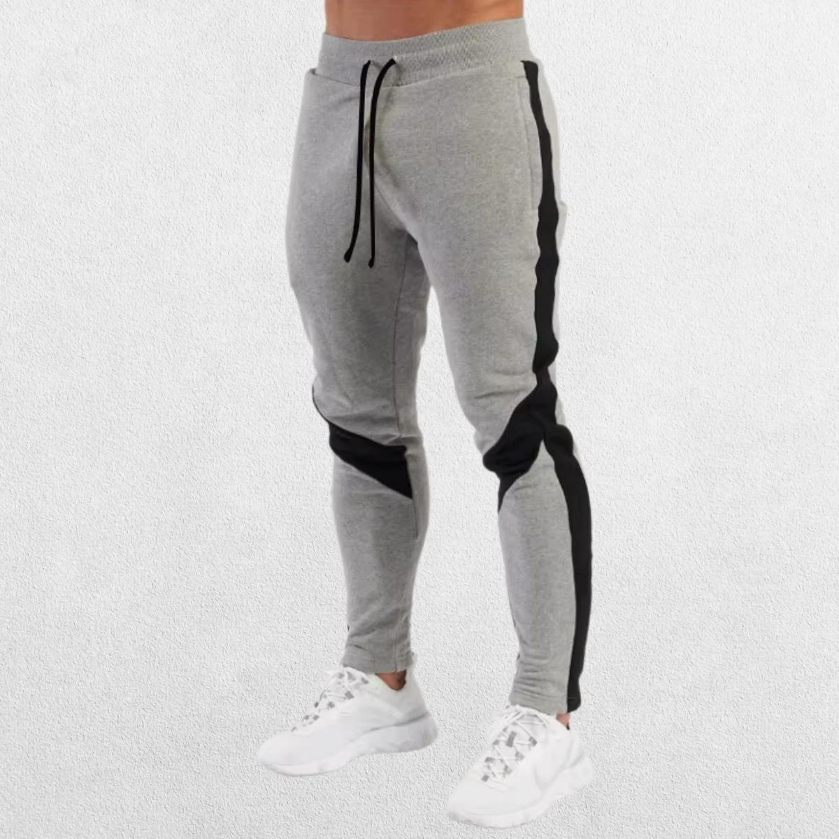 Men’s Casual Sports Jogger Sweatpants in dim grey, side view highlighting modern fit and pocket design.