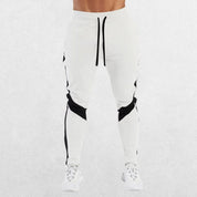 Men’s Casual Sports Jogger Sweatpants in white, angled view emphasizing versatility and sleek design.