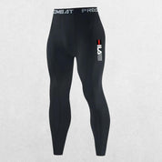 Men’s black GPW quick-dry compression tights for workout and training.