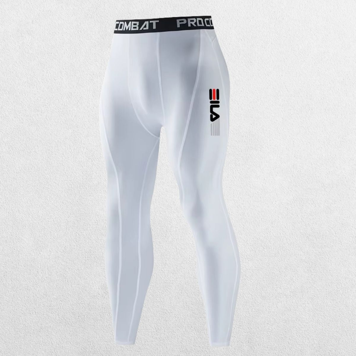 White compression leggings for men, ideal for yoga and outdoor activities