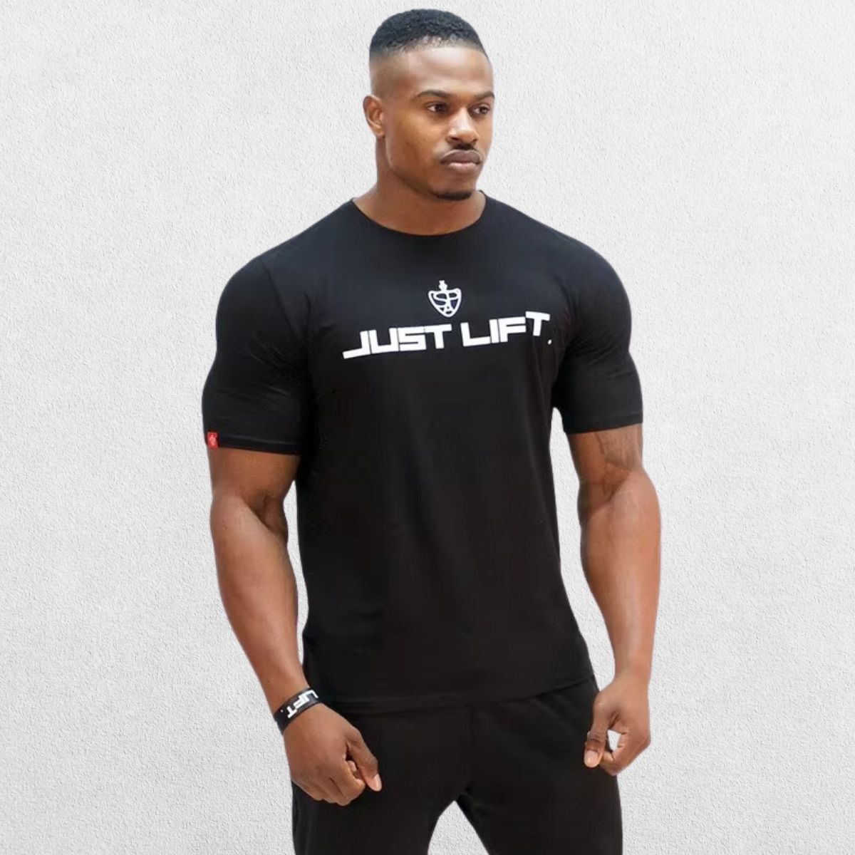 Black men's breathable cotton sports t-shirt, perfect for intense gym sessions.
