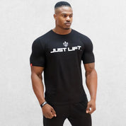 Black men's breathable cotton sports t-shirt, perfect for intense gym sessions.