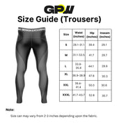 Detailed size guide for men's quick-dry hiking trousers