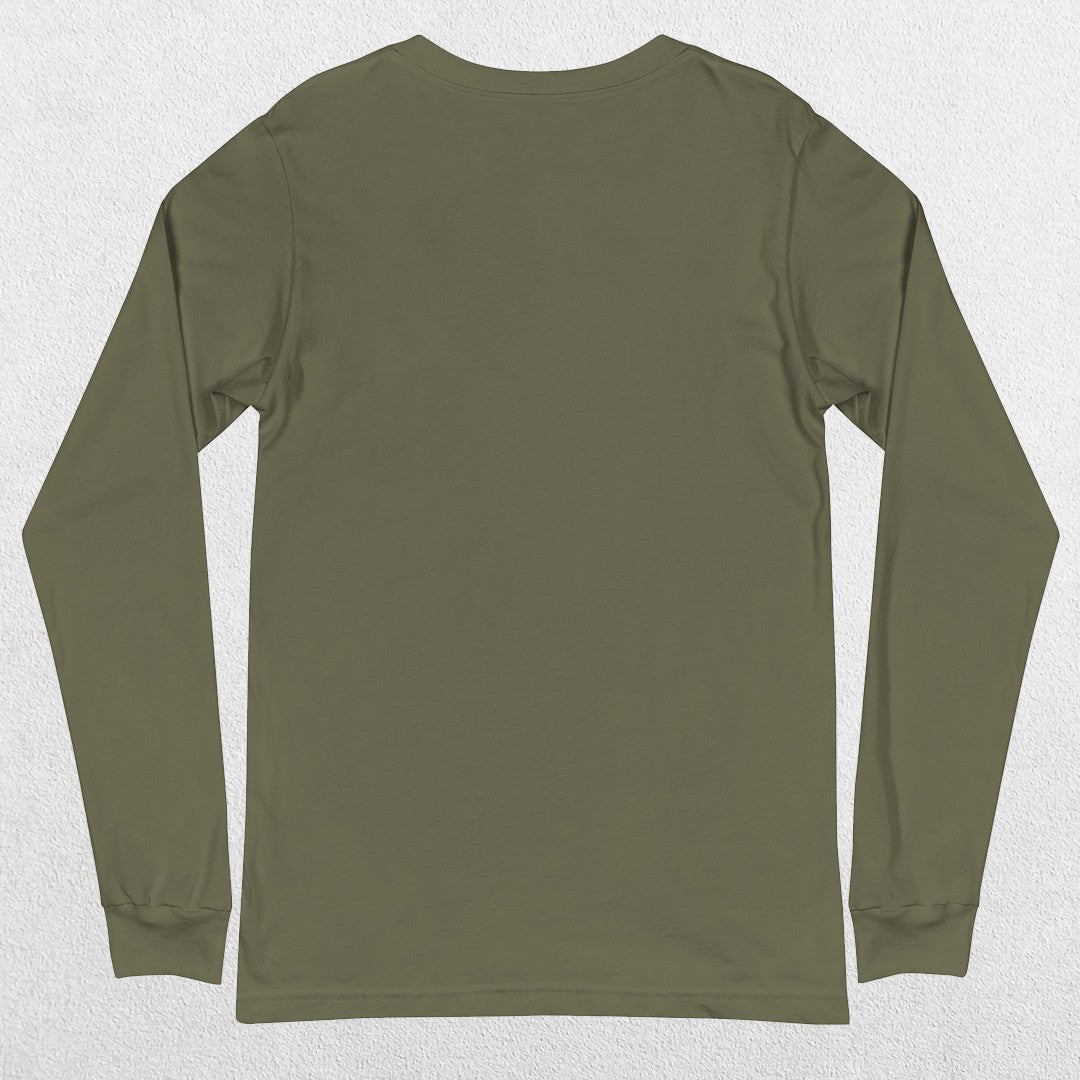 Close-up of Military Green Men's Gym Long Sleeve Tee – Unmatched Performance & Style