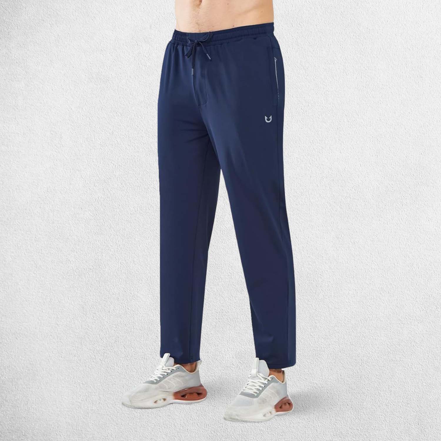Front side pose of Model Wearing Navy GPW Men’s Lightweight Athletic Joggers with Zipper Pockets for Gym & Running