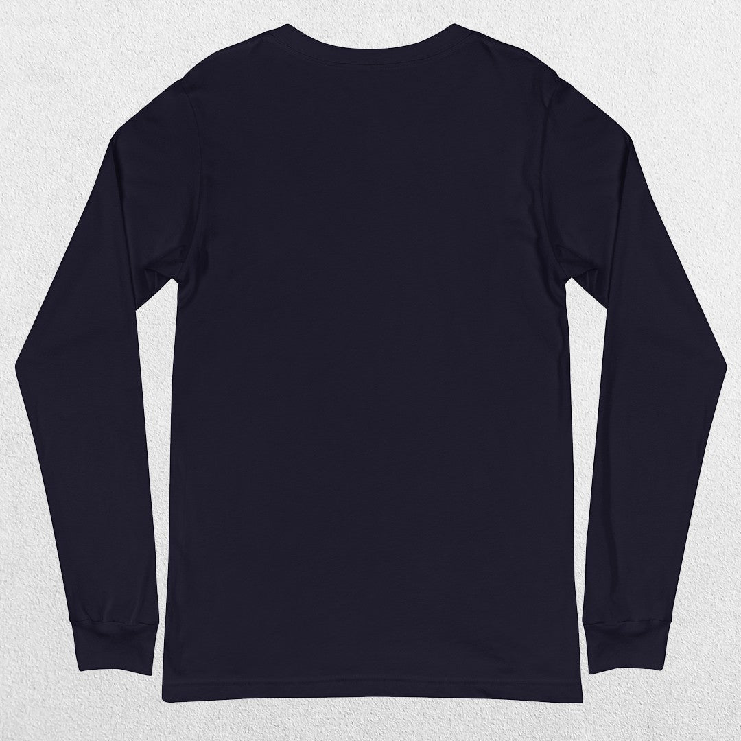 Close-up of Navy Men's Gym Long Sleeve Tee – Unmatched Performance & Style