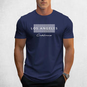 Front view of Navy men’s Los Angeles graphic cotton t-shirt