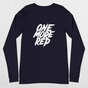 Navy One More Rep High-Performance Long Sleeve Tee – Unisex Gym Wear a studio background.