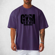 Front View of Model Wearing Purple Men's Oversized Gym T-Shirt – Breathable, Quick-Drying & Lightweight Training Tee