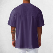 Back View of Model Wearing Purple Men's Oversized Gym T-Shirt – Breathable, Quick-Drying & Lightweight Training Tee