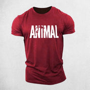 Front View of Red Men’s 3D Animal Print Oversized Sports T-Shirt – Quick-Dry, Breathable Summer Casual Tee