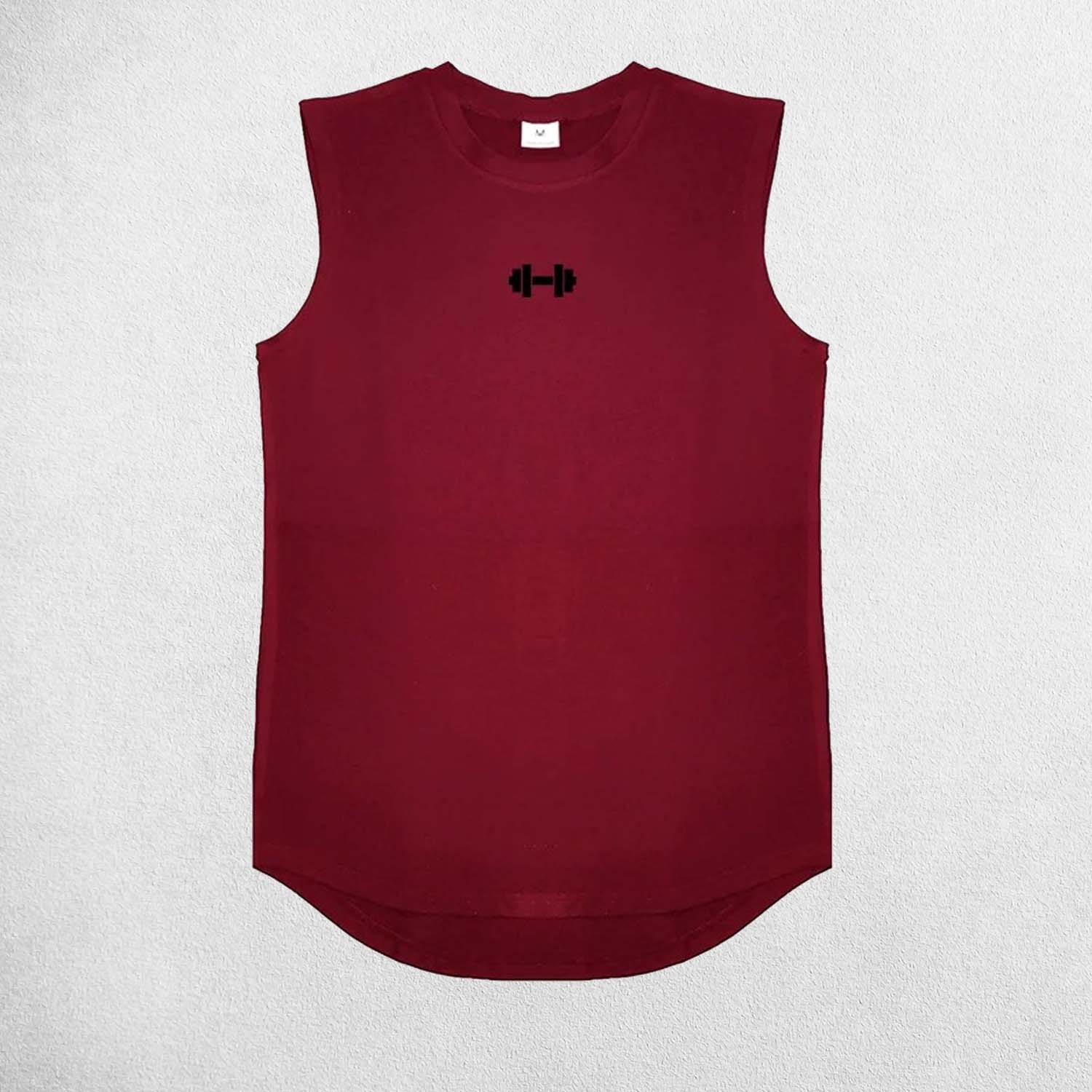 Close Up of Red Men’s Compression Gym Tank Top – Sleeveless Cotton Muscle Vest for Fitness & Bodybuilding