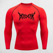 Front of Red Quick Dry Rash Guard Berserk Printed Men’s Athletic Compression T-Shirt