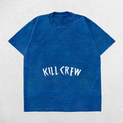 Royal Blue Kill Crew Men’s Oversized Summer Gym Tee front view featuring acid-wash cotton design.